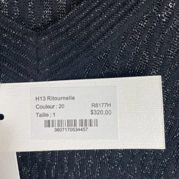 Sandro Ritournelle Metallic Long Sleeve Jacquard Knit Mini Dress Black 1/ S/ 4 - Picture 7 of 8